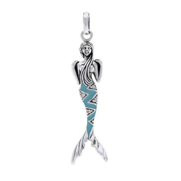 Mermaid Sterling Silver Pendant with Gemstone Tail TPD3625 - Jewelry